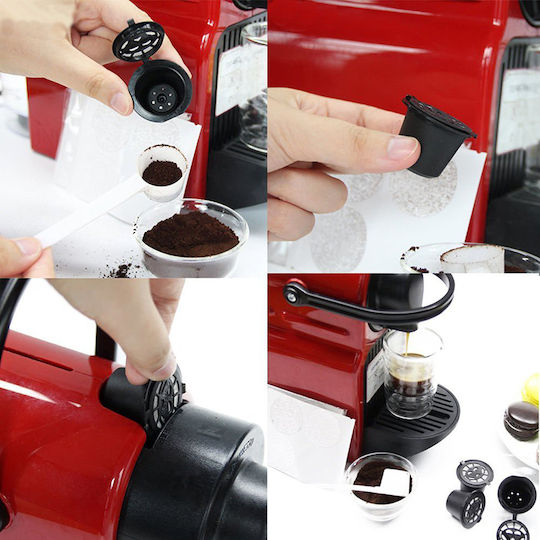 Wiederbefüllbare Kapseln Kompatibel mit Maschine Nespresso 5Mützen