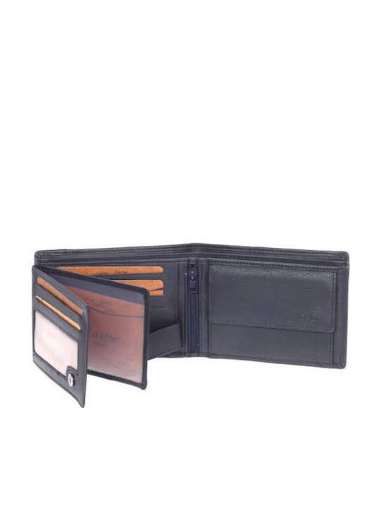 Leather Men's Wallet Classic with RFID Blue