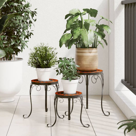 vidaXL Plant Stands Metal Orange 35cmx35cmcm. 3pcs
