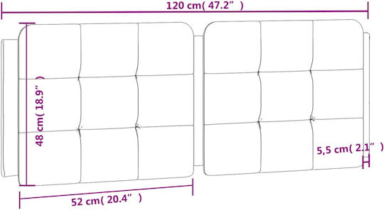 vidaXL Leather Bed Headboard Cushion Black 120x48cm