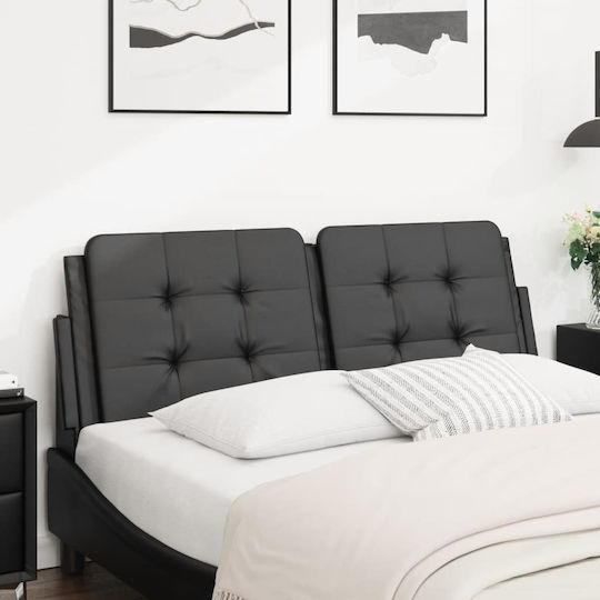 vidaXL Leather Bed Headboard Cushion Black 120x48cm