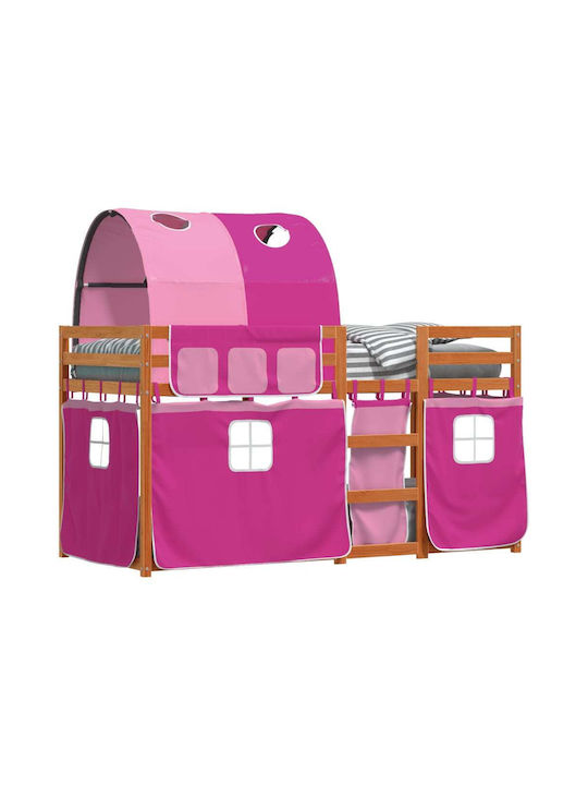 Kids Bed Loft Bed Single Pink for Mattress 80x200cm