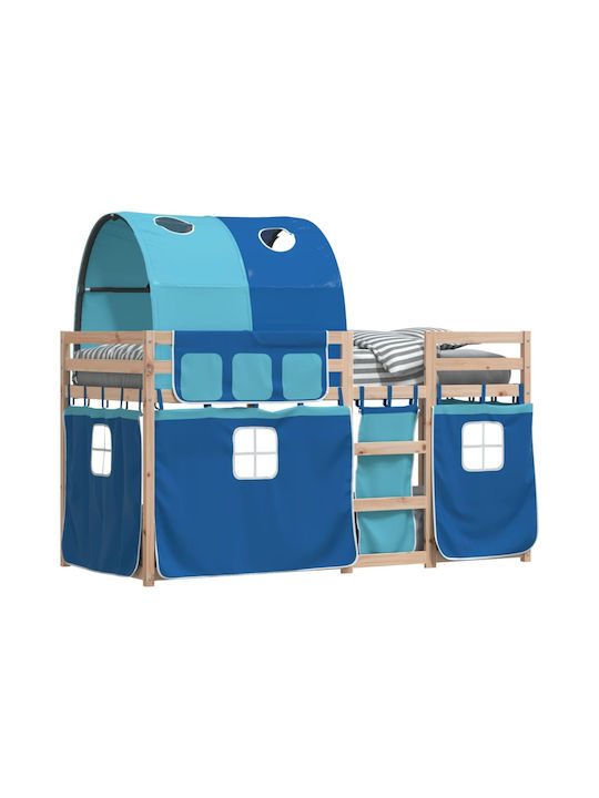 Kinderbett Hochbett Einzeln Blau für Matratze 90x190cm