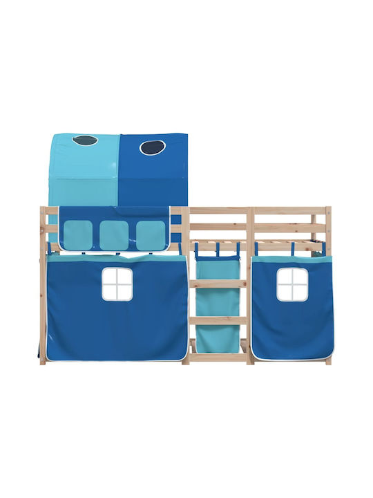 Kinderbett Hochbett Einzeln Blau für Matratze 90x190cm