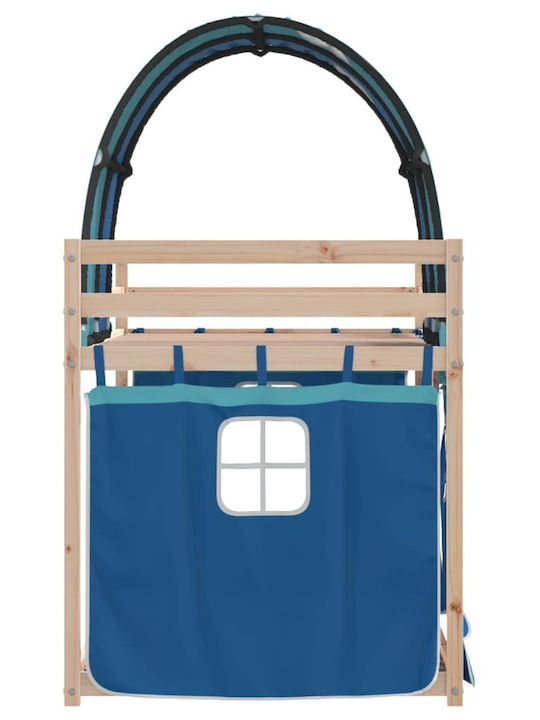 Kinderbett Hochbett Einzeln Blau für Matratze 90x190cm