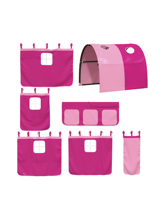 Детско Легло Повдигнато Единично Розов за Матрак 80x200см