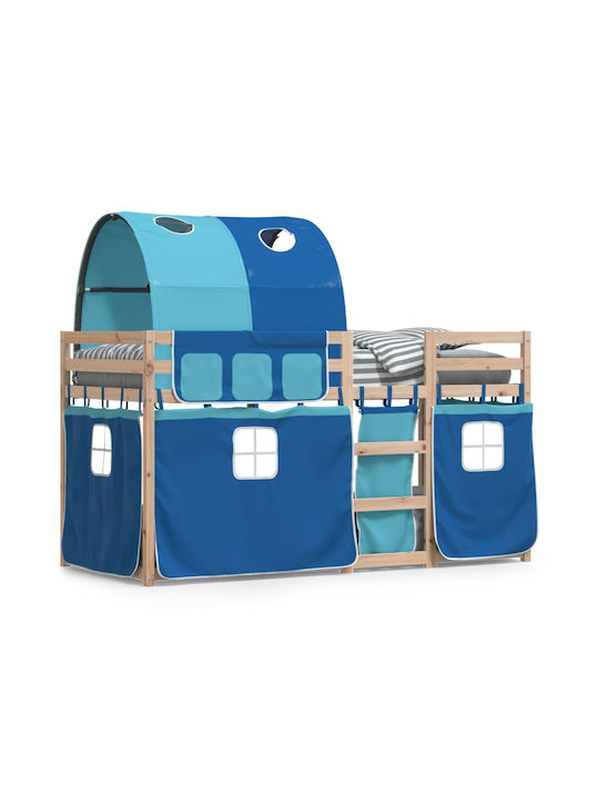 Kinderbett Hochbett Einzeln Blau für Matratze 90x190cm
