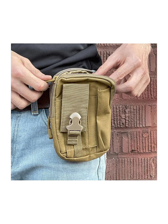 Borsetă impermeabilă bej cu 2 compartimente și buzunar extern pentru telefon mobil 18x12x6 cm Aria Trade