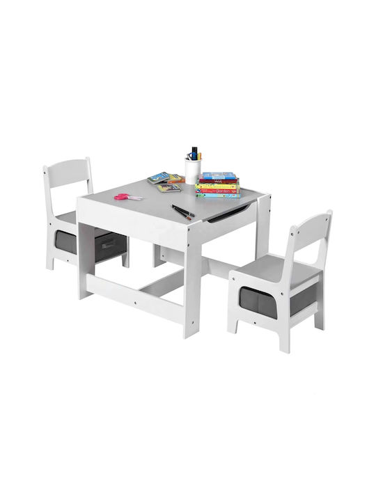 Kids Table Set with White Wooden Chairs