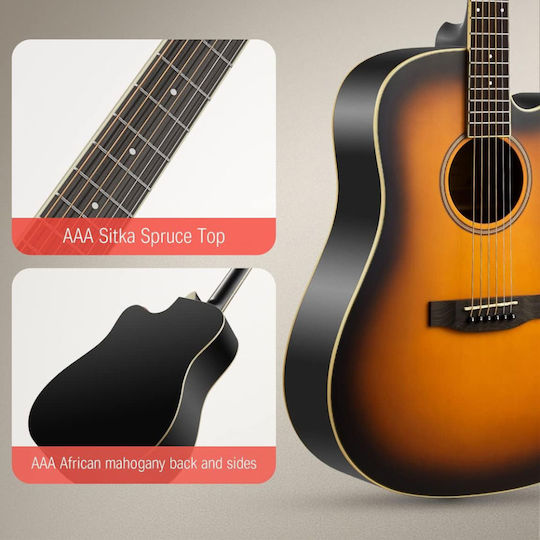 Donner Akustisch Gitarre Sunburst