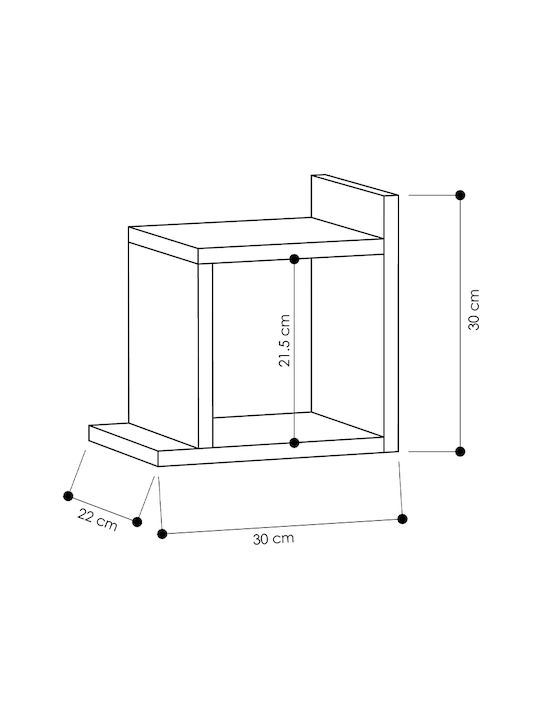 Ράφι Τοίχου Jocasta Φυσικό Οξιάς 30x22x30εκ.
