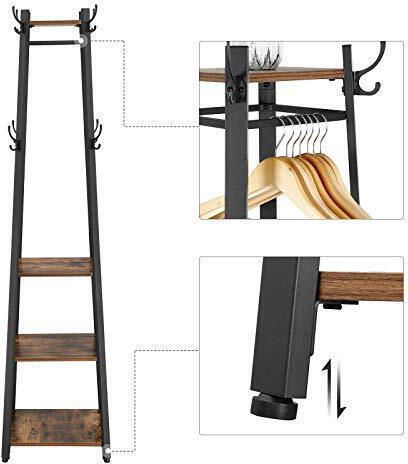 Songmics Καλόγερος Μεταλλικός Μαύρος / Καφέ 45x45x181cm