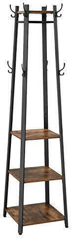 Songmics Καλόγερος Μεταλλικός Μαύρος / Καφέ 45x45x181cm