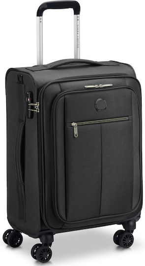 Delsey Pin Up 6 Cabin Travel Suitcase Fabric Black with 4 Wheels Height 56cm