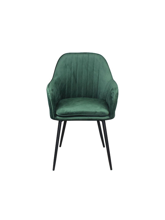 Valery Dining Room Velvet Chair Black, Forest Green 55x61x87cm 2pcs
