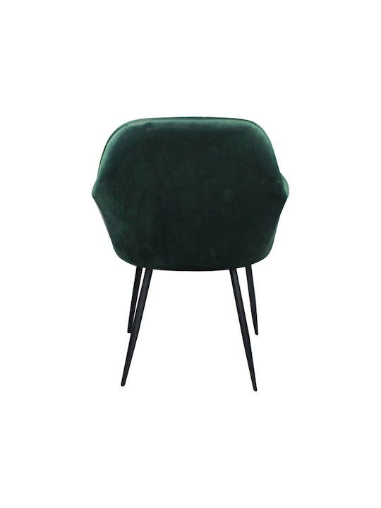 Valery Dining Room Velvet Chair Black, Forest Green 55x61x87cm 2pcs