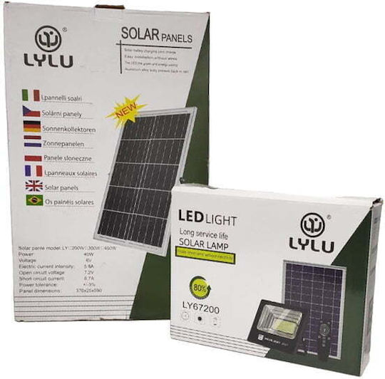 Lylu Στεγανός Ηλιακός Προβολέας LED 400W Ψυχρό Λευκό 6500K με Τηλεχειριστήριο IP67