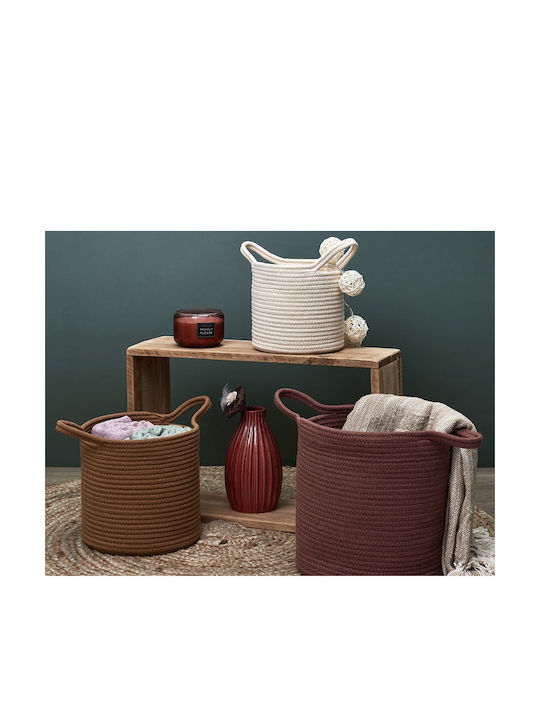 The Home Deco Factory Set of Decorative Baskets Plastic with Handles White 3pcs