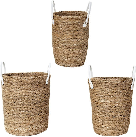 The Home Deco Factory Комплект декоративни кошници Пластмасови с дръжки Brown 3бр