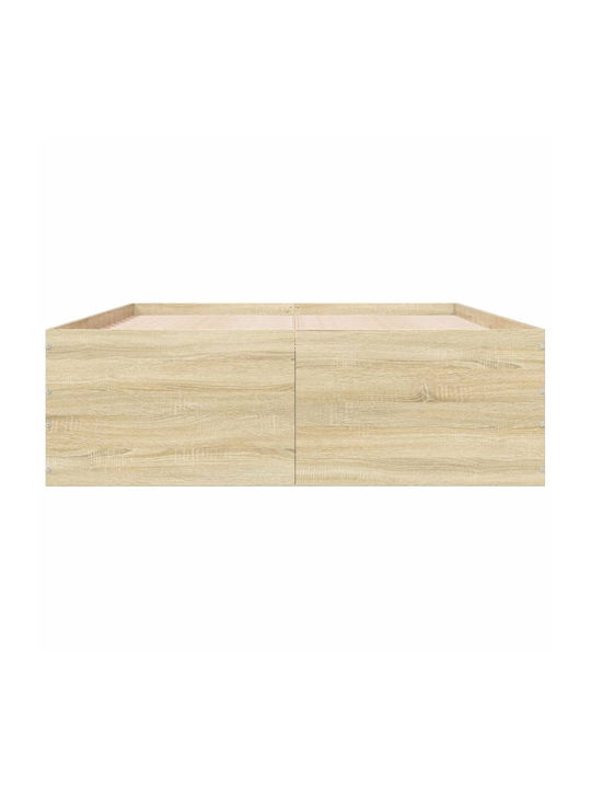 Half Double Wooden Bed Base Beige with Slats for Mattress 120x200cm