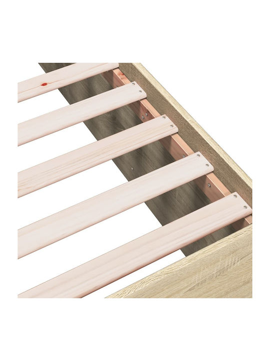 Suport Pat Single Din Lemn Bej Cu Plăci Pentru Saltea 100x200cm
