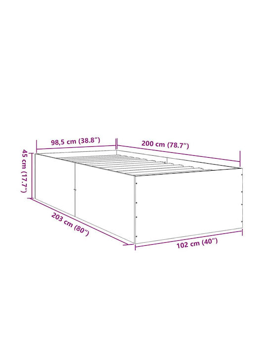 Suport Pat Single Din Lemn Bej Cu Plăci Pentru Saltea 100x200cm