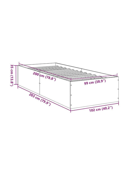 Einzelbett Holz Beige mit Lattenrost für Matratze 100x200cm