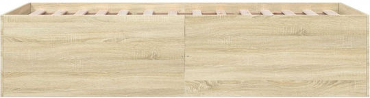 Wooden Single Bed Mattress Base Beige with Slats for Mattress 75x190cm