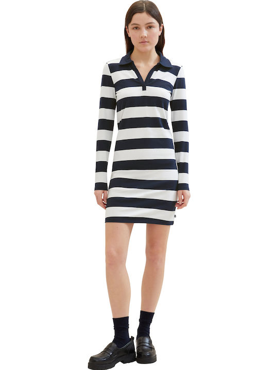 Mini Φόρεμα Navy White Block Stripe