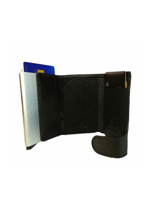 Lavor Δερμάτινο Ανδρικό Πορτοφόλι Καρτών με RFID και Μηχανισμό Slide Μαύρο