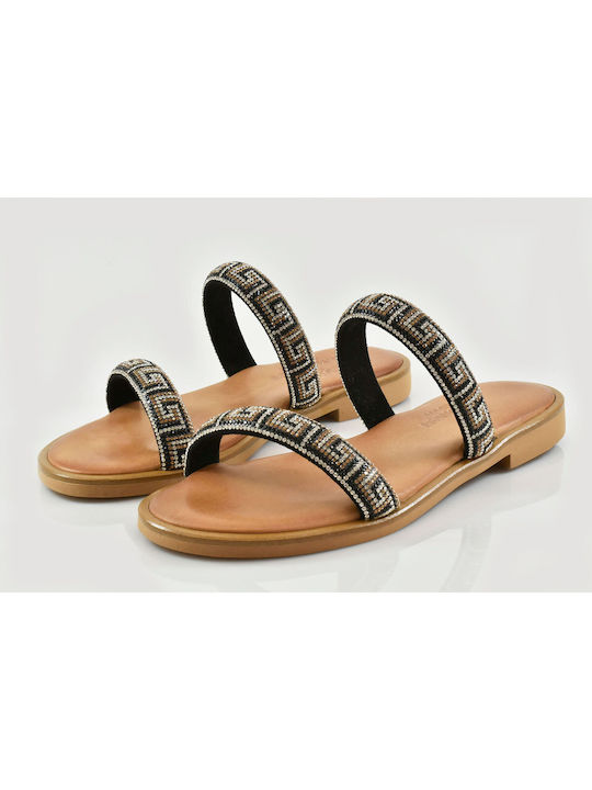 Myconian Greek Sandal Damen Flache Sandalen in Braun Farbe