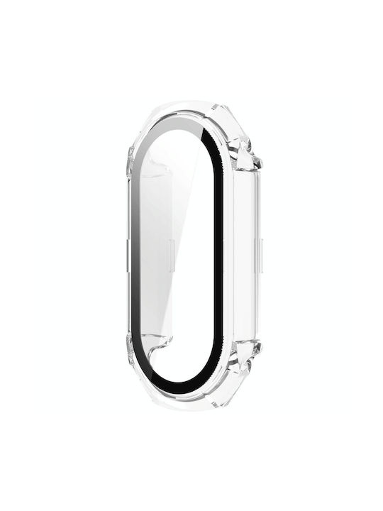Xiaomi Mi Band 8 Pc + Tempered Glass Integrated Protective Watch Case Transparent White Xiaomi Mi Band 8 Pc + Tempered Glass Integrated Protective Watch Case Transparent White