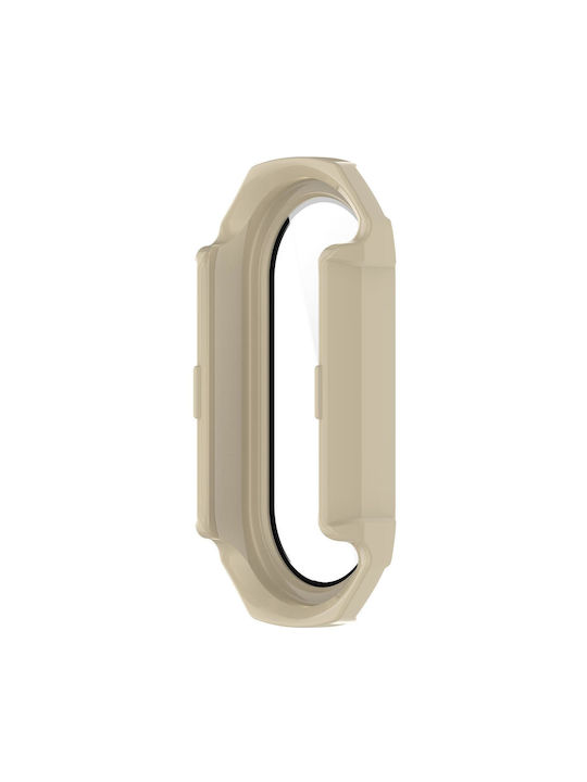 Xiaomi Mi Band 8 Pc + Tempered Glass Integrated Protective Watch Case Ivory White