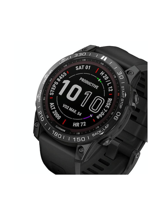 Smartwatch Dial Bezel Ring Cover Garmin Fenix 7 Black Ring White Characters