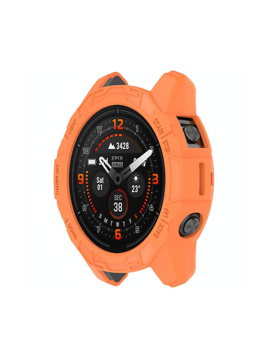 Garmin Epix Pro 51mm Fenix 7x 7x Pro Armored Tpu Half Wrapped Watch Protective Case Orange Garmin Epix Pro 51mm Fenix 7x 7x Pro Armored Tpu Half Wrapped Watch Protective Case Orange
