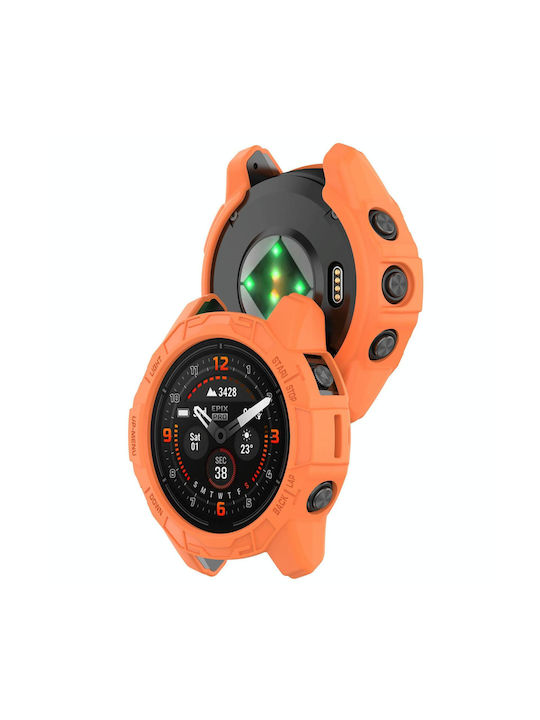 Carcasă de protecție parțială din TPU pentru ceas Garmin Epix Pro 51mm Fenix 7x 7x Pro, portocalie