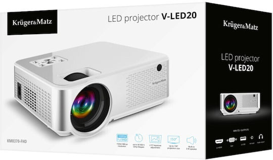 Kruger & Matz V-LED20 KM0370-FHD Projector LCD Full HD LED Lamp with Wi-Fi and Built-in Speakers White