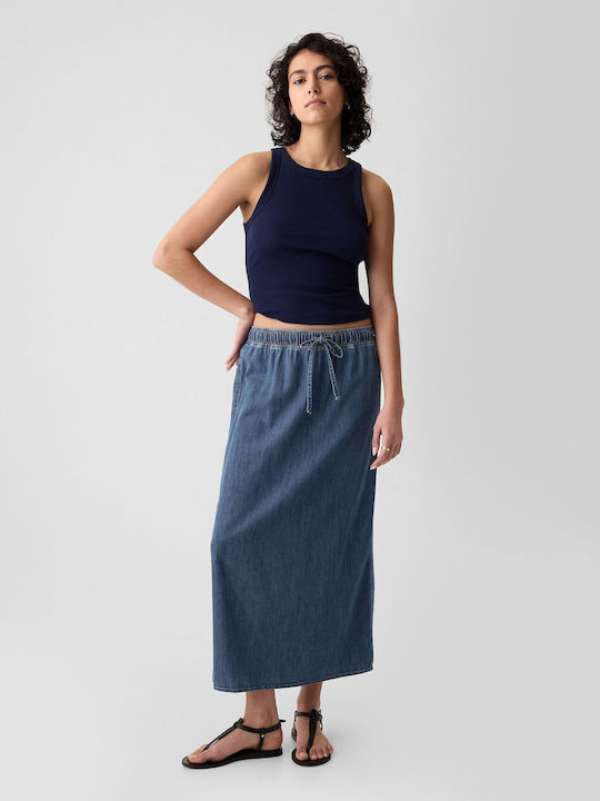Τζιν Ψηλόμεση Maxi Φούστα Medium Indigo
