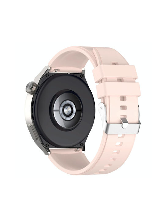 Brățară de silicon cu cataramă argintie și cap proeminent pentru Huawei Watch Gt Runner de 22mm, roz Brățară de silicon cu cataramă argintie și cap proeminent pentru Huawei Watch Gt Runner de 22mm, roz