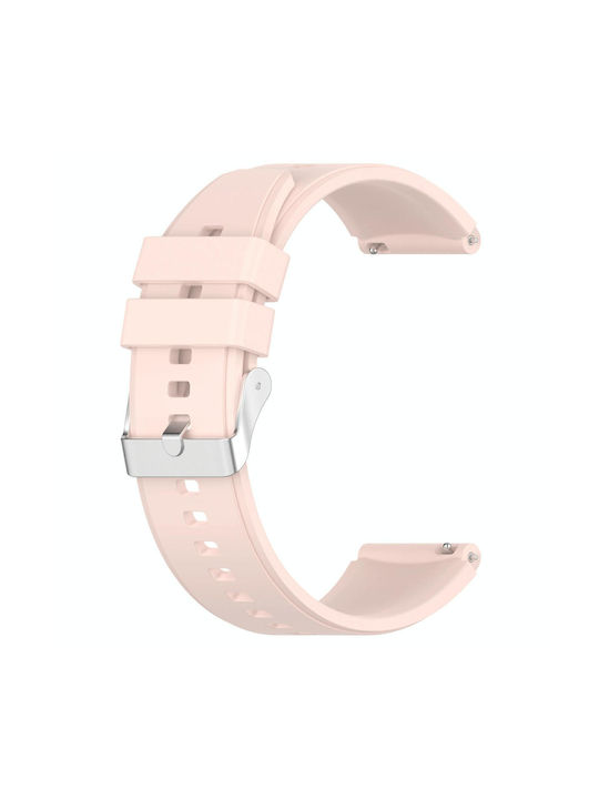 Huawei Watch Gt Runner 22mm Protruding Head Silicone Strap Silver Buckle Pink