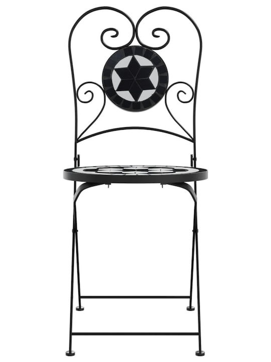 Outdoor Chair Metallic Black/white 2pcs 38x45.5x89.5cm
