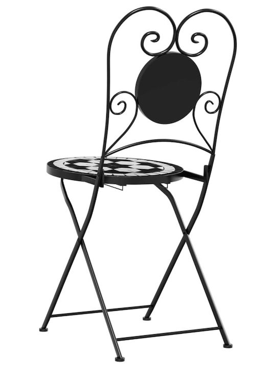 Outdoor Chair Metallic Black/white 2pcs 38x45.5x89.5cm