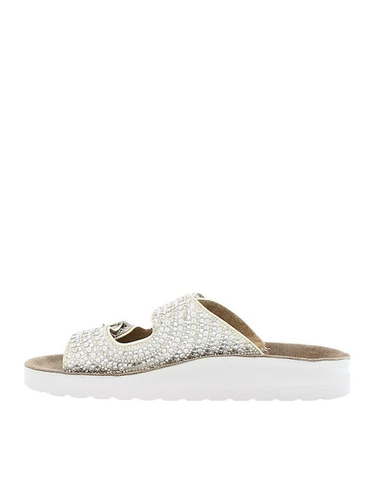 Damen Anatomische Silber Flatforms Sandalen