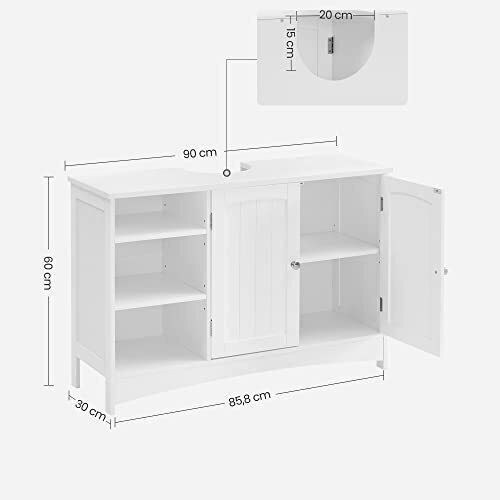 Songmics Πάγκος χωρίς Νιπτήρα Μ90xΒ30xΥ60cm Λευκός