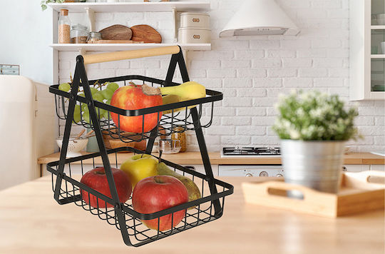 Obstschale Metallisch 2 Niveaus Schwarz Obstschale Metallisch 2 Niveaus Schwarz