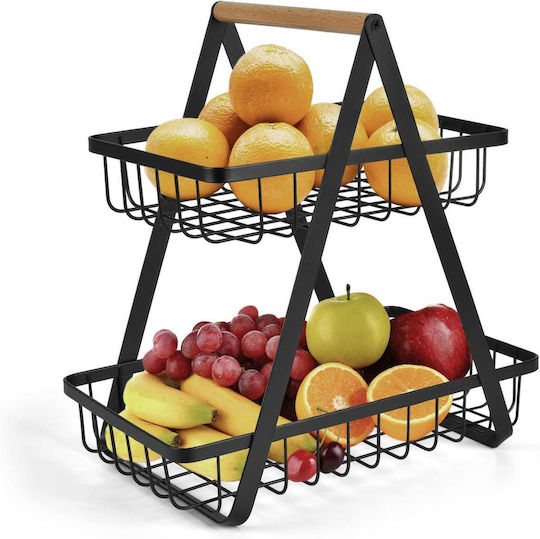 Fruitieră Metalic 2 nivele Negru