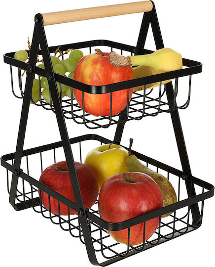 Fruitieră Metalic 2 nivele Negru