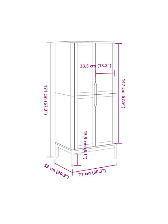 Doppeltür Kleiderschrank White 77x53x171cm
