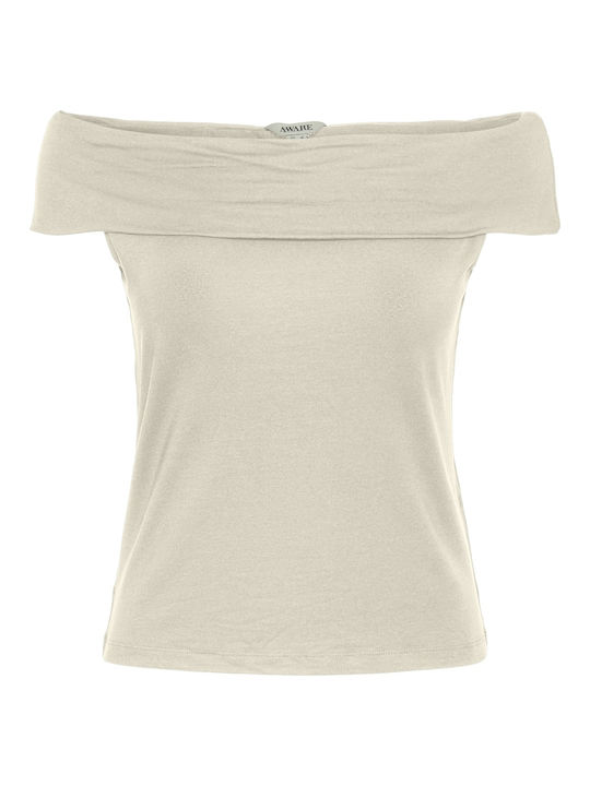 Vero Moda Damen Bluse Schulterfrei Beige