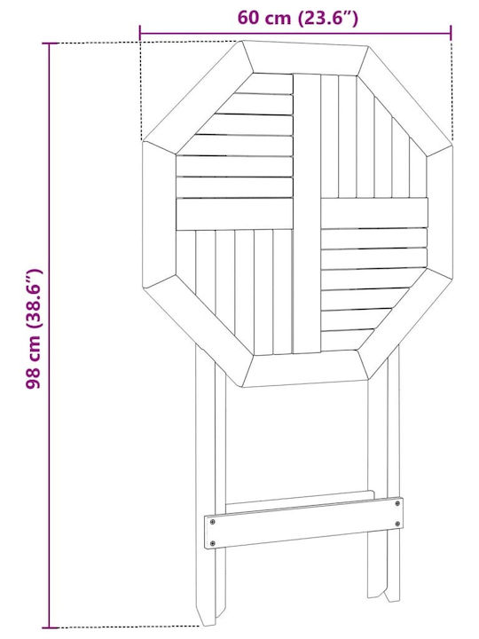 Garden & Terrace Table from Acacia Foldable Acacia 60x60x75cm